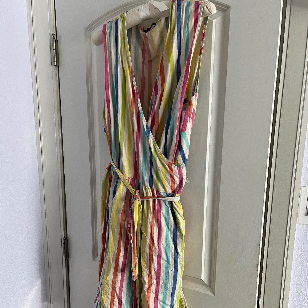 Rainbow stripe cotton wrap dress 22W pride